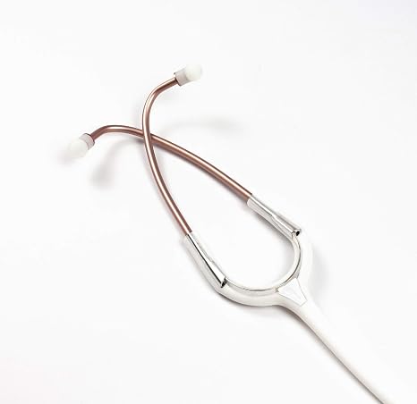 ADC Adscope Lite 619 Ultra Lightweight Clinician Stethoscope with Tunable AFD Technology, Rose Gold with White Tubing