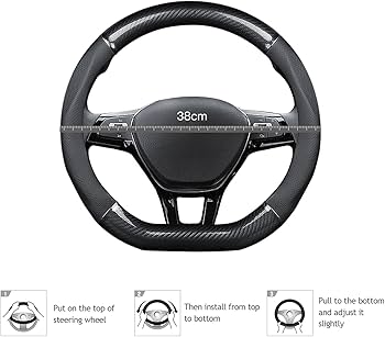 Ergocar Auto Lenkradbezug Rutschfester Auto Lenkradschutz D-Form Mikrofaser Kohlefaser für