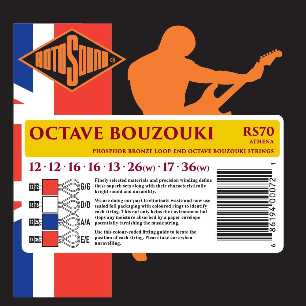 Rotosound RS70 Athena Phosphor Bronze Loop End 8 String Bouzouki Strings