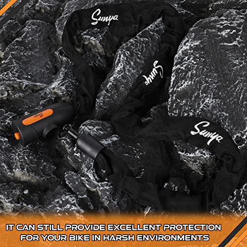 Sunya Bike Chain Lock - Bike Locks Heavy Duty Anti-Theft Bicycle Chain Lock With 2 Keys Lock Chain For Bike, Motorcycle, Bicycle, Gate, Fence (Black Sleeve) #TOP6