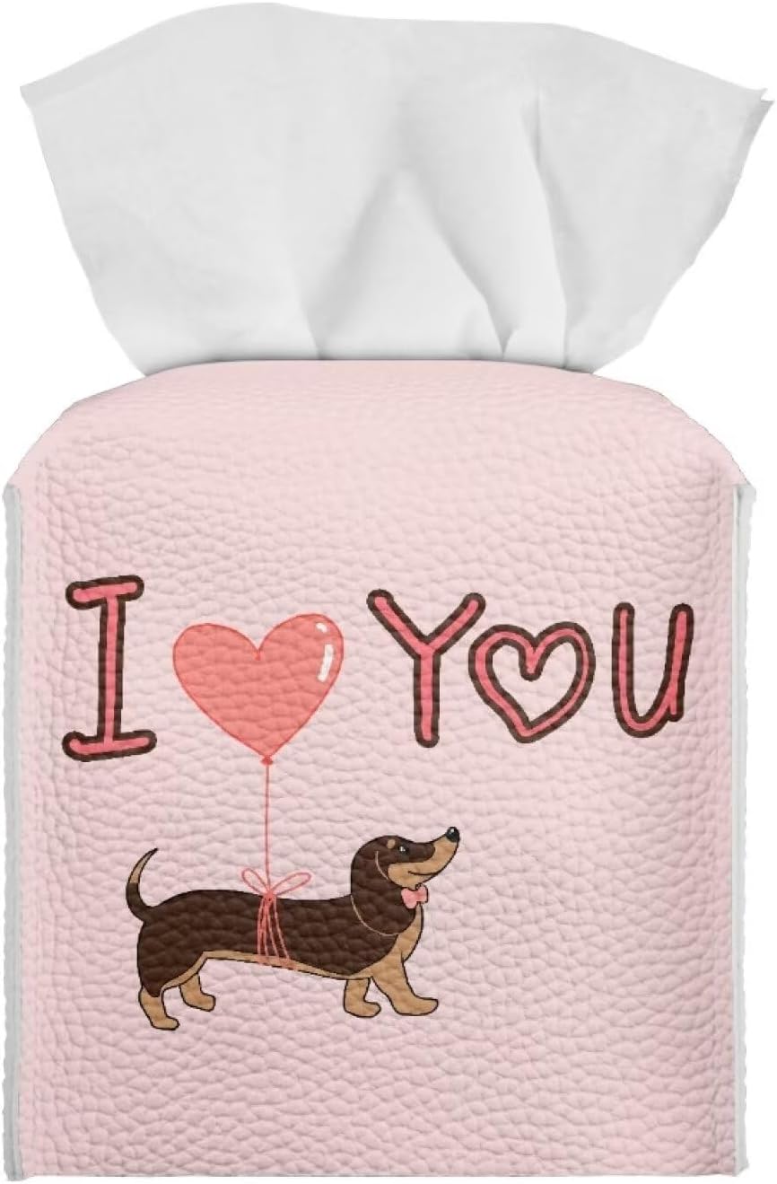 AFPANQZ Dachshund PU Leather Facial Paper Case Organizer Holder Car Home Dailyuse Napkin Organizer Creative Decoration for Home Bathroom Bedroom