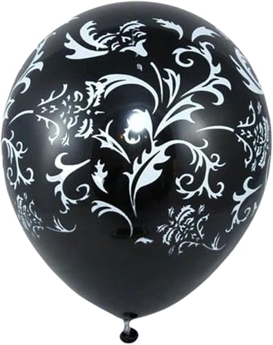 Metallic Helium Balloon Black With Patterned, 10pcs
