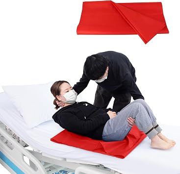 LOSCHEN Tubular Slide Sheet for Elderly Transfer, Washable Reusable Flat Slide Sheet, Transfer Slide to Moving Elderly for Cars, Bed and Home Care red, 40 * 60cm