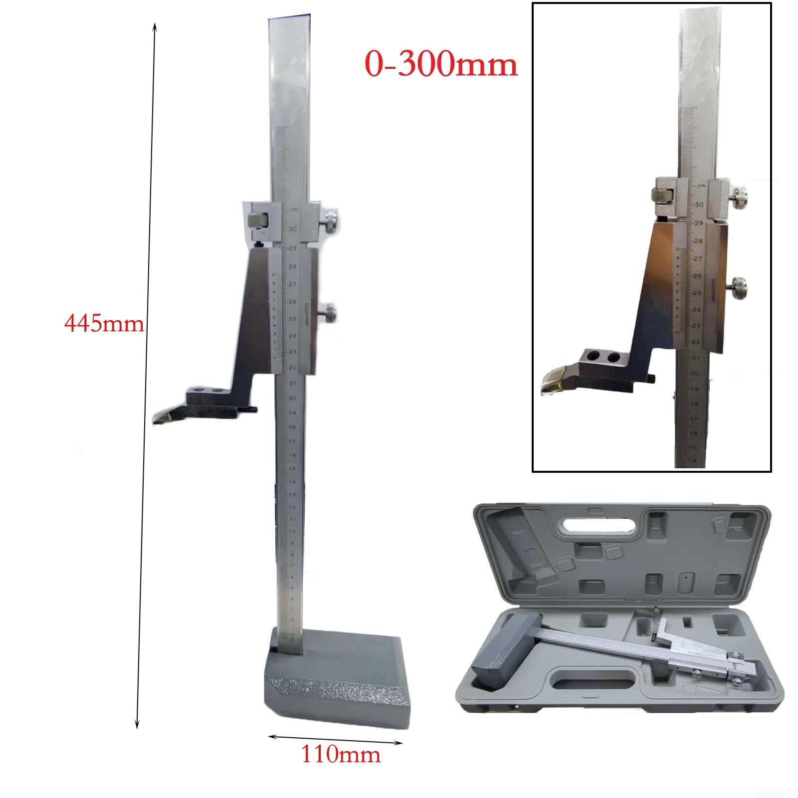 Righello a corsoio in acciaio ad alta durezza, 0-200 mm, con scala chiara per lavorazione e layout di precisione dei metalli (0-300 mm)