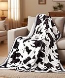 CAROMIO Heated Electric Blanket Throw, Cow Print Fast Heating Throw Blankets with LCD Controller, 6 Heat Levels & 4 Hour Auto Shut Off, ETL Certified, Machine Washable, Cow-Brown, 50