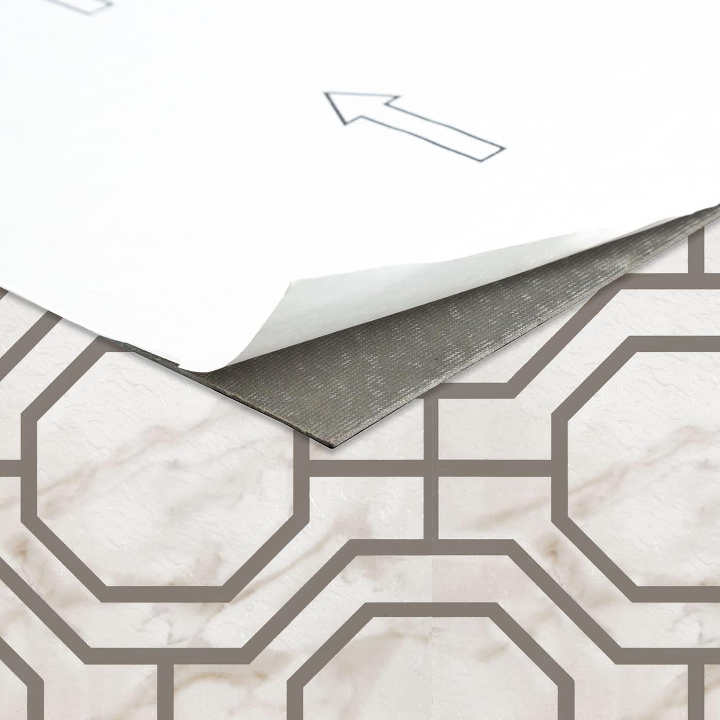 Retro Self Adhesive 12-Inch Vinyl Floor Tiles, 20 Tiles - 12" x 12", Marble Octagon Pattern - Peel & Stick, DIY Flooring for Kitchen, Dining Room, Bedrooms & Bathrooms by Achim Home Decor