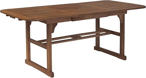 Walker Edison Dominica - Moderno juego de mesa de comedor y banco de madera de acacia para exteriores (3 piezas)