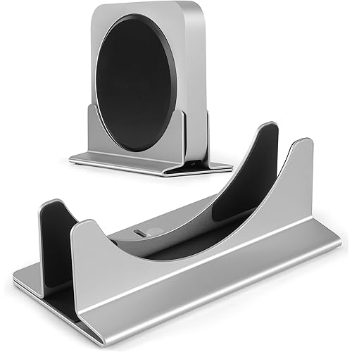 Mac Mini Stand Aluminium Vertical Holder Desk Mount - Universal Fit for All Mac Mini Models, Compatible with Laptop and Mini PC - Adjustable Slot Width (10-52mm/0.4-2 inch) 2024 Version