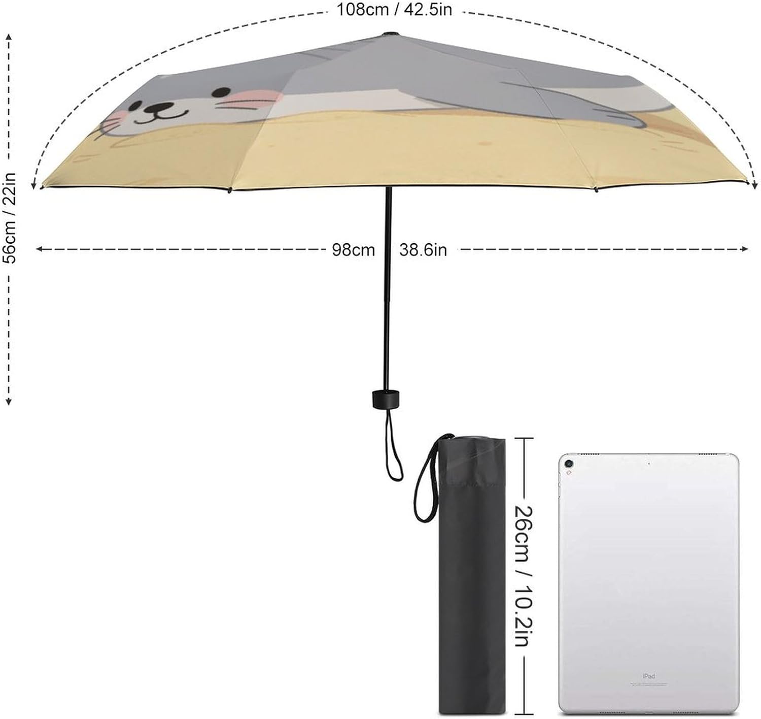 Windproof Travel Umbrella Lively Little Seal Folding Small Sun Umbrella Lightweight Small And Compact Suit for Pocket