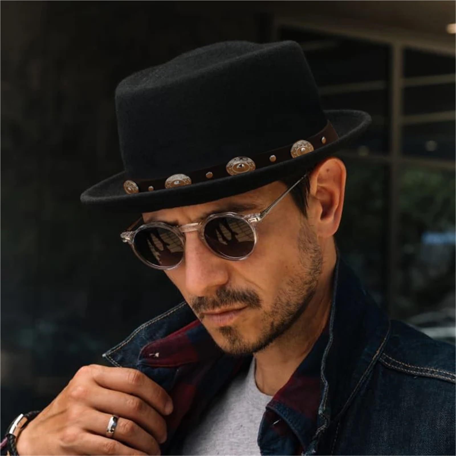 Sombrero de copa Sombreros Pork Pie for hombre y mujer, sombreros Fedora, Trilby for el sol, clásicos, retro, jazz, fiestas, viajes al aire libre, estilo urbano