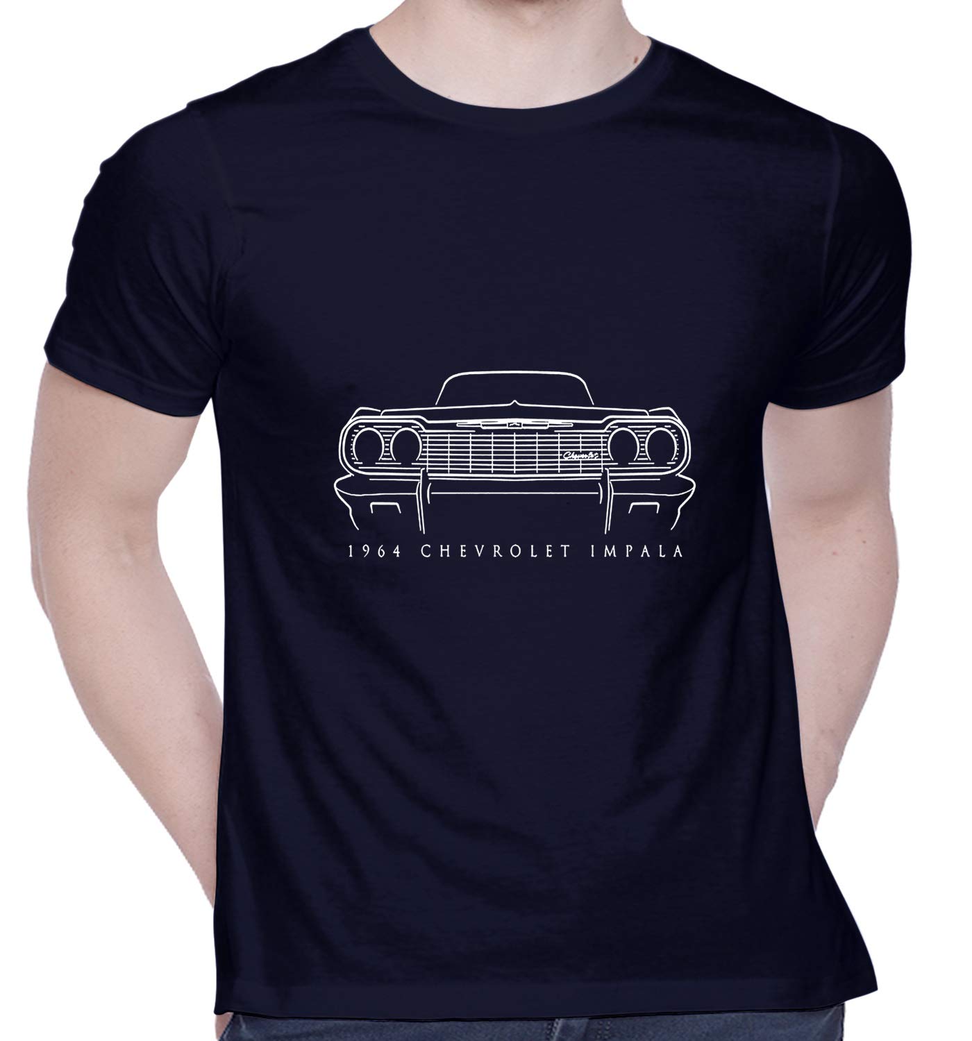 CreativiT Graphic Printed T-Shirt for Unisex 1964 car_for Black Tshirt | Casual Half Sleeve Round Neck T-Shirt | 100% Cotton | D00612-156