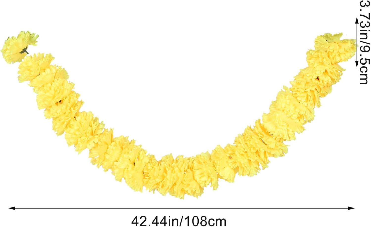 OSALADI Artificial Marigold Garland Hanging Ornament Yellow Halloween Home Decor for Indoor Outdoor Party Decorations Seasonal Floral Swag