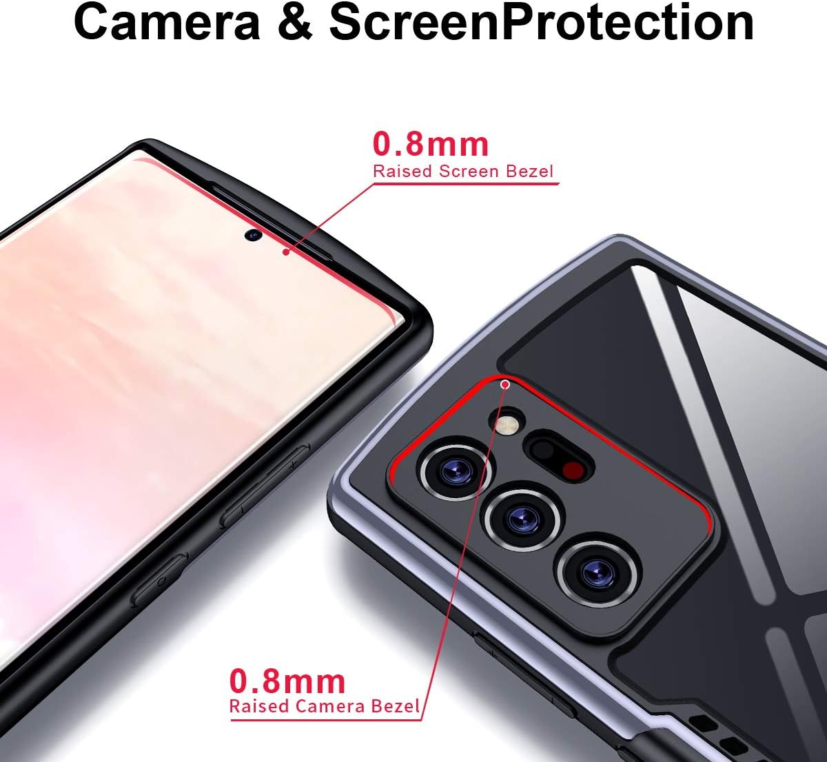 Xundd Case for Galaxy Note 20 Ultra 6.9 Inch, [Military Grade Drop Tested] Slim Clear Back with Shockproof Soft TPU Bumper Frame Cover for Samsung Galaxy Note 20 Plus 5G (2020)- Dark Gray