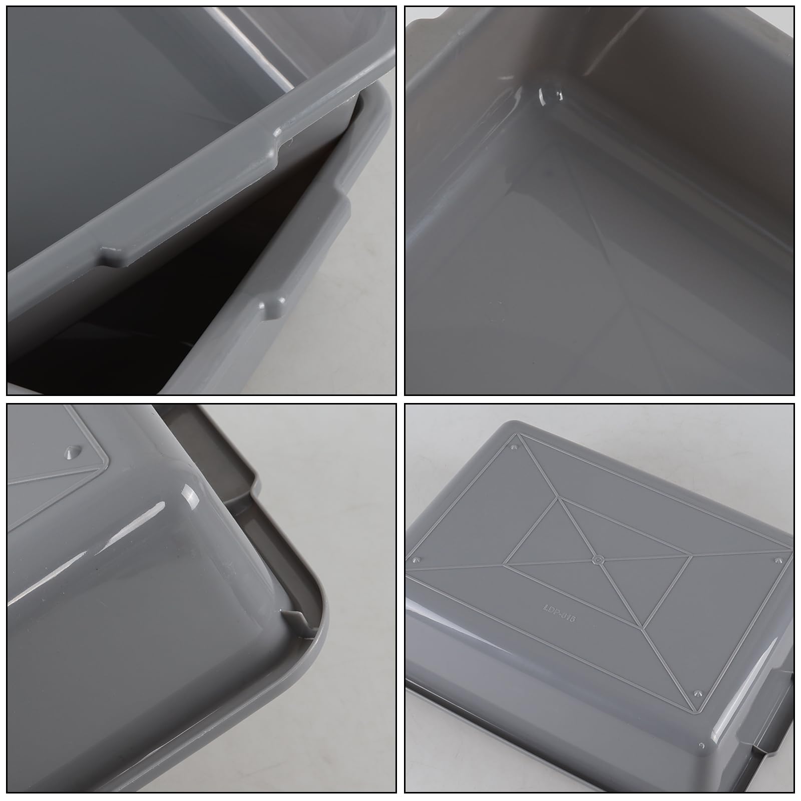 Bandeja de almacenamiento de plástico poco profunda de 13 L, bañera de autobús comercial, cuenco gris para lavar, paquete de 3