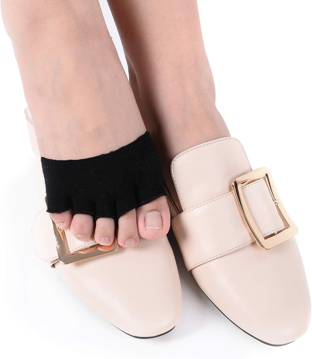 Flammi Women's 5 Pairs Toe Topper Socks Peep Toe Half Toe Socks Cotton