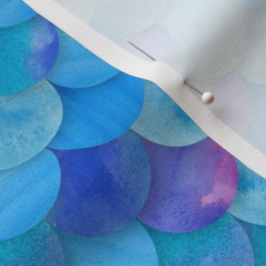 Spoonflower Fabric - Blue Mermaid Scales Scale Pattern Fish Watercolor Summer Beach Printed on Petal Signature Cotton Fabric by The Yard - Sewing Quilting Apparel Crafts Decor