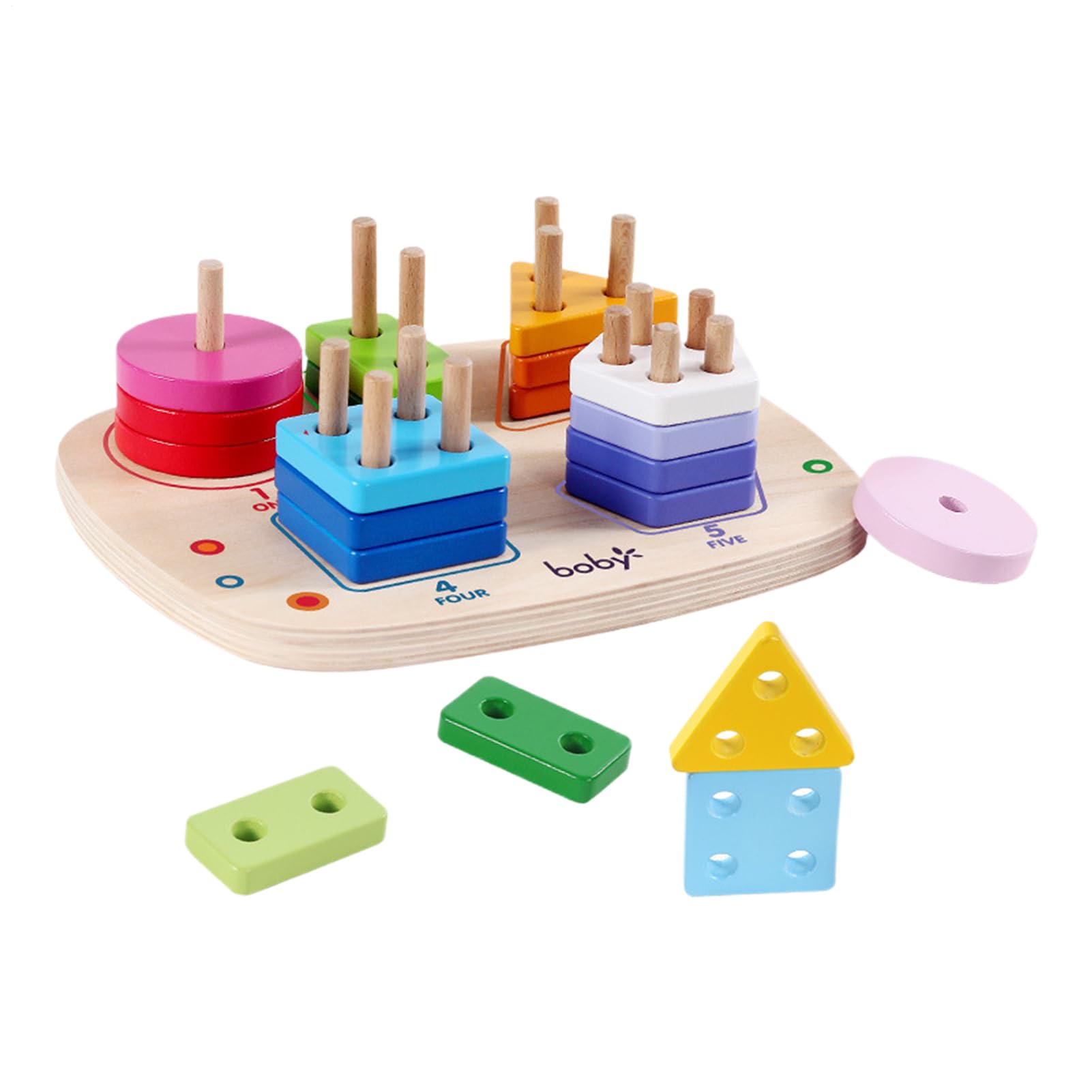 Clasificador De Formas De Madera,Tablero Geométrico Sensorial | De Apilar | para Niños Preescolares y de Jardín de Infancia para Viajes Aprendizaje y Desarrollo