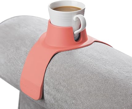 HIT PRODUCTS CouchCoaster - Armrest Couch Cup Holder in LIMITED EDITION Blush Pink - A Weighted, Silicone, Anti Slip Coaster Stops Spills On Your Sofa, Armchair Or Recliner & Keeps Drinks in Reach