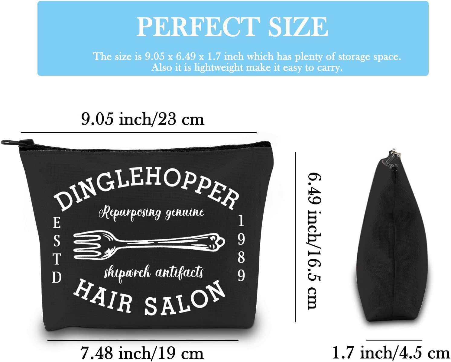 GJTIM Movie Inspired Zipper Pouch Dinglehopper Hair Salon Makeup Bag for Princess Fans (Hair Salon Bag) image 2
