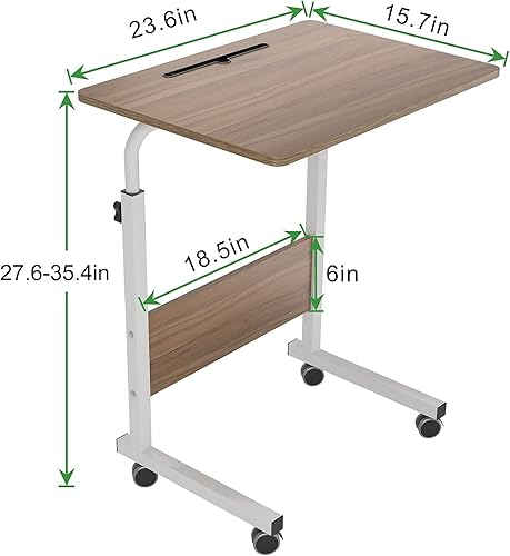 Miniatura 30 de SogesGame Mesa auxiliar de 31.5 pulgadas con ruedas, mesa auxiliar de aperitivos con ruedas, mesa auxiliar móvil fácil de montar para laptop, roble,