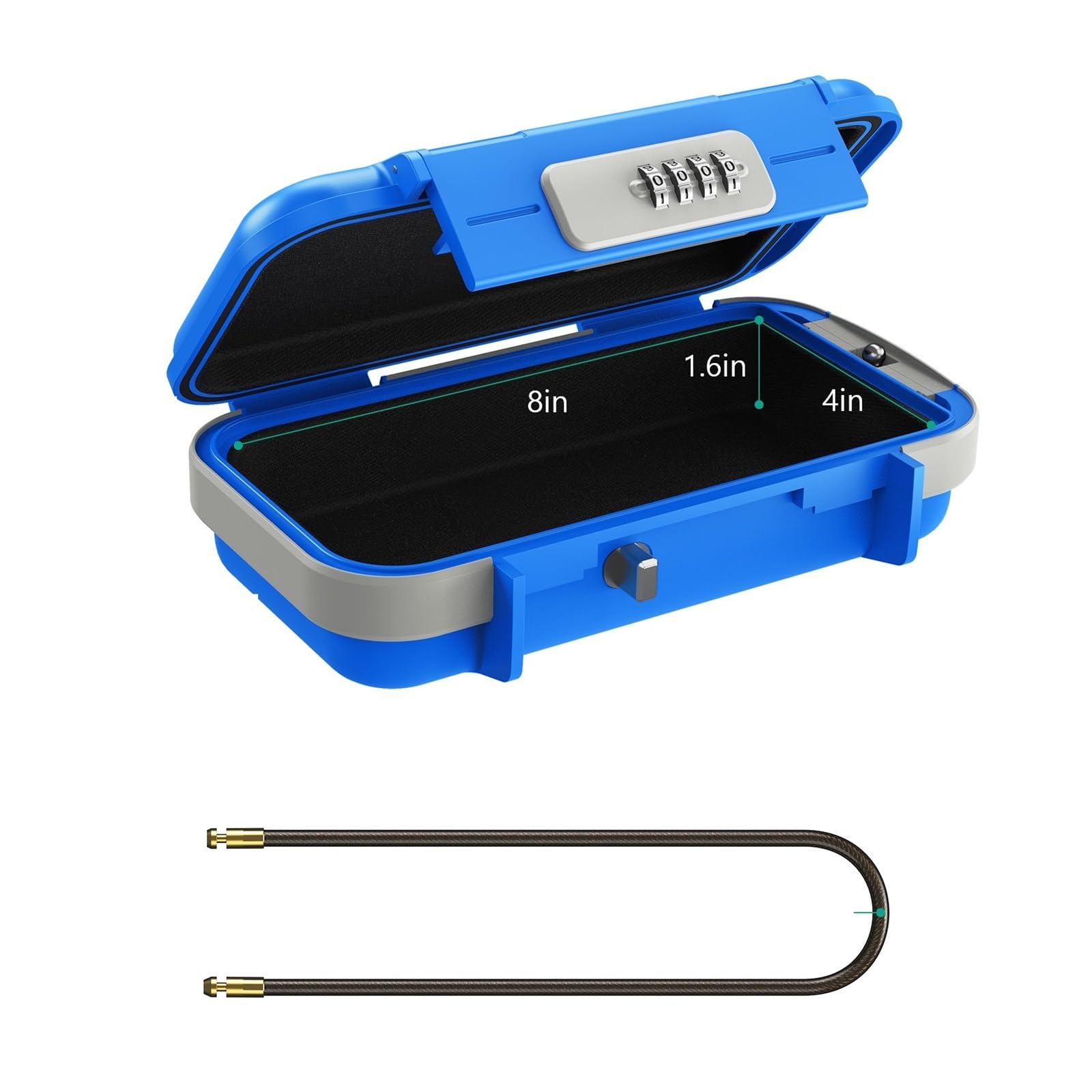 Cassetta di Sicurezza Portatile Cassaforte Portatile Lucchetto a Combinazione a 4 cifre con Corda Outdoor Camp Escursionismo Sport Palestra Portachiavi di Sicurezza(Blauw)