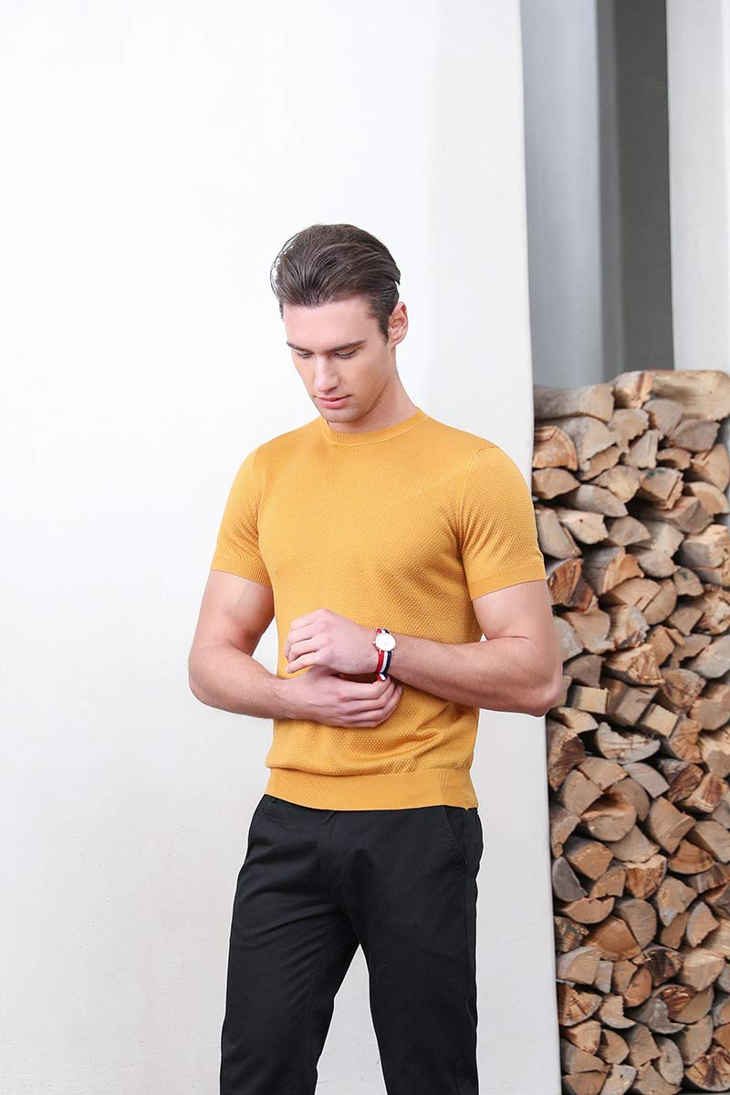 zhili Klasyczne męskie t-shirty z okrągłym dekoltem