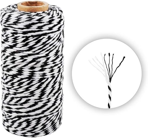 Vista 23 de Guita de regalo roja y blanca cuerda de vacaciones 328 pies de algodón panaderos cordel de artesanía de Navidad cuerda de embalaje duradera Rojo