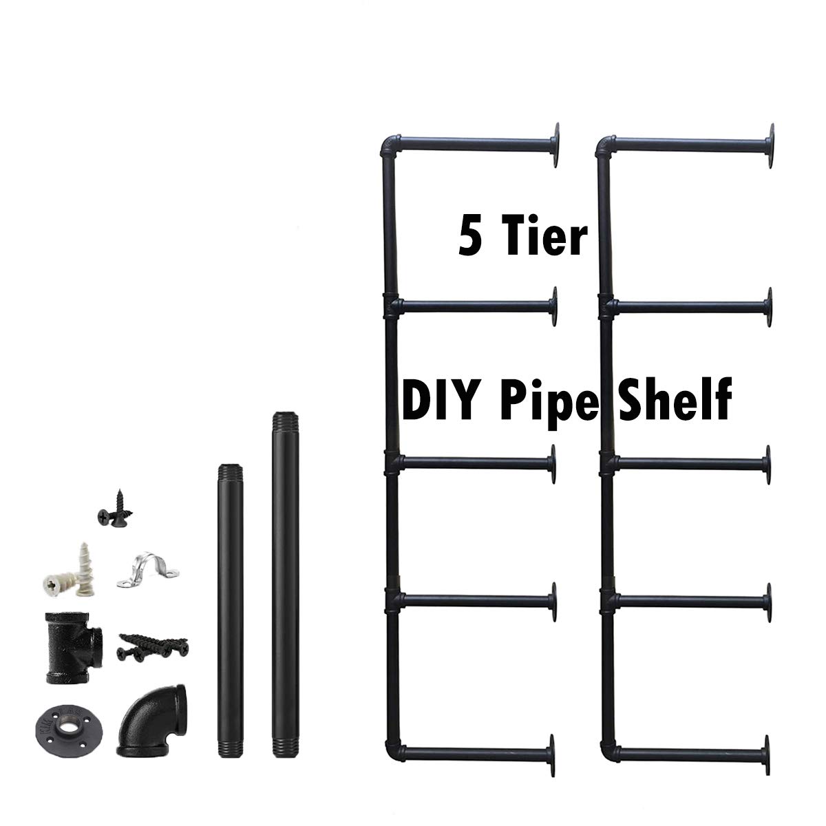 Photo 1 of * item used * item incomplete *
Industrial Wall Mount Iron Pipe Shelf Shelves Shelving Bracket Vintage Retro Hung Black DIY Open Bookshelf Racks Storage