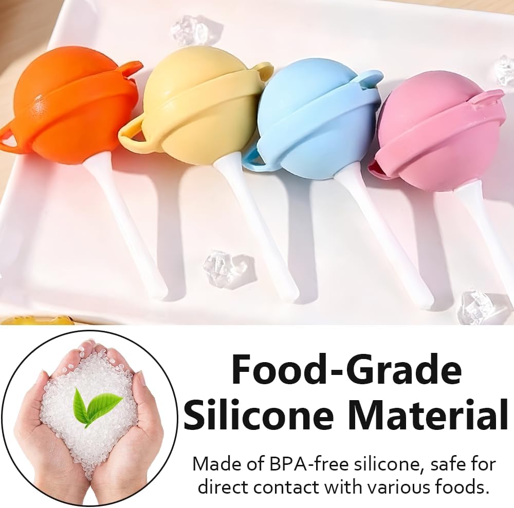 Silicone Popsicles Molds, Food Grade Lollipop Silicone Freezer Molds, BPA-Free, Easy Pop-Out with Sticks, Reusable DIY Ice Pop for Yogurt Juice Smoothies Suitable Kids, Adults&Party (8pcs)