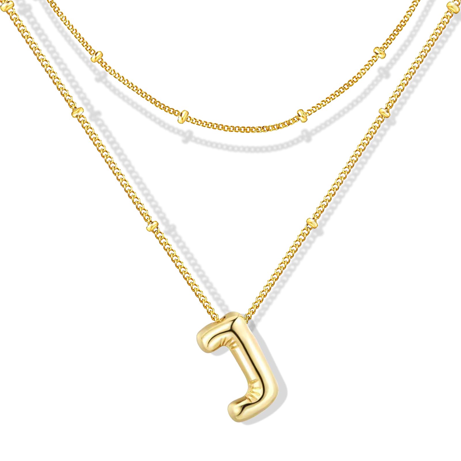 ZECICO Bubble Letter Necklace - Personalized Initial Pendant