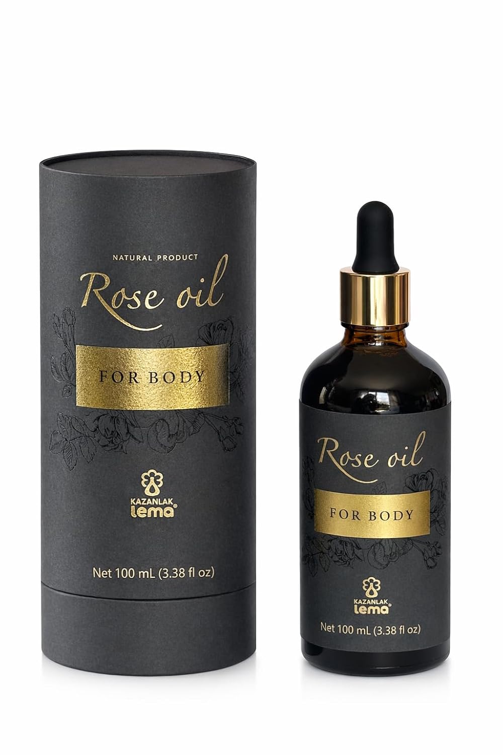 Lema Rose Body Oil – Hydrating Body Oil with Pure Bulgarian Rosa Damascena Oil (Rose Otto), Argan & Jojoba Oils – Moisturizing Skin Oil for Dry Skin, Silky Finish – 100 mL (3.38 Fl Oz)