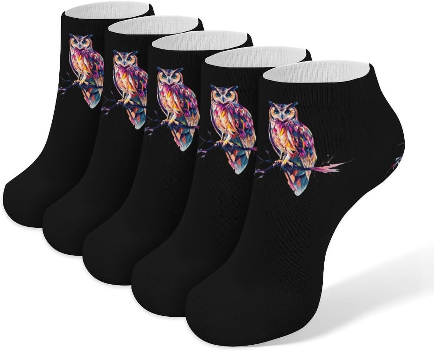 Owl Perched On A Tree Branch Mens Socks No Show Low Cut Ankle Sock for Sports