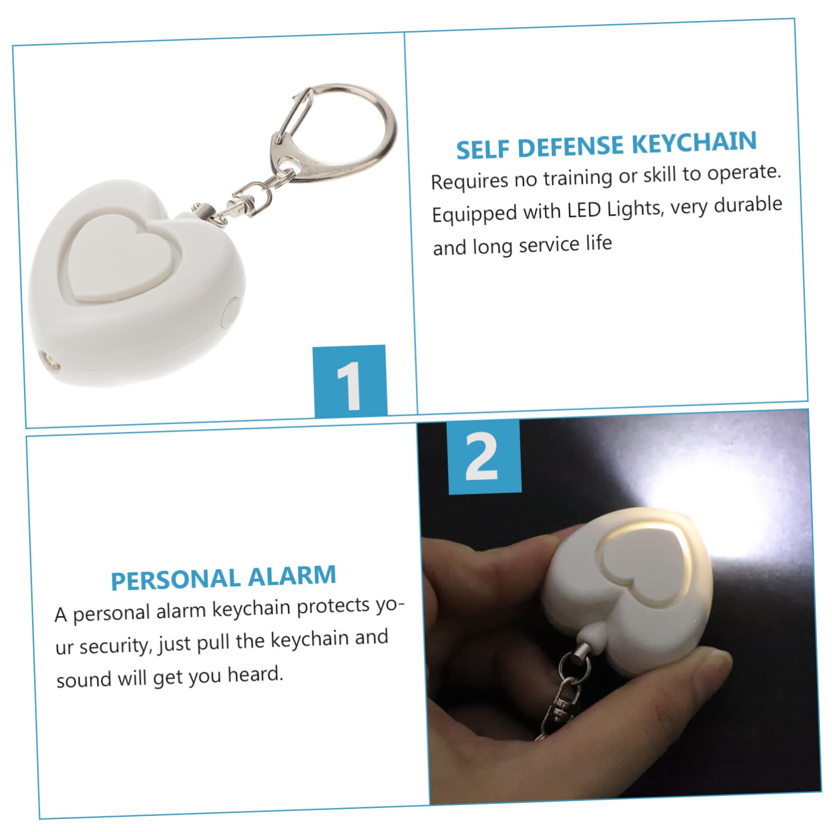 5 Pièces Sirène Anti Loup encensés Trousseau d'alarme Alarme de sécurité dispositifs de Protection individuelle de sécurité Porte-clés personnelle Plastique Blanche