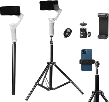PellKing 2in1 Tripod Extension Rod 59in Adjustable Selfie Stick with Phone Clip for DJI OM4 SE 5/Osmo Mobile 6 3 2/Feiyu Zhiyun and More Hand Held Gimbal Stabilizer Accessories | With Phone Clip for DJI Osmo Mobile 8 7 7P 6 5 OM4 SE 5 Feiyu Zhiyun and More Hand Held Gimbal Stabilizer Accessories