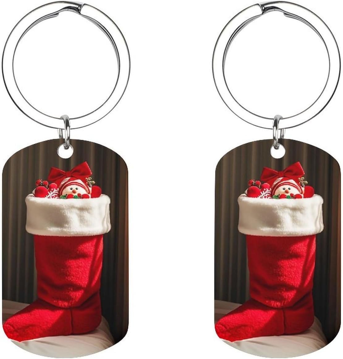 Metal Keychain Clip Filled Christmas Stockings Printed Key Chain Swivel Clasp Key Hooks Key Chain Rings Key Tag Keychain Supplies for Pet Collars Bag Accessories