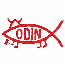 Sticker - Decal - JDM - Die Cut - Odin Fish - 198x99 mm - JDM - Die Cut - Car - Truck - Bus - Window - Laptop - Coach - Rear Window - red