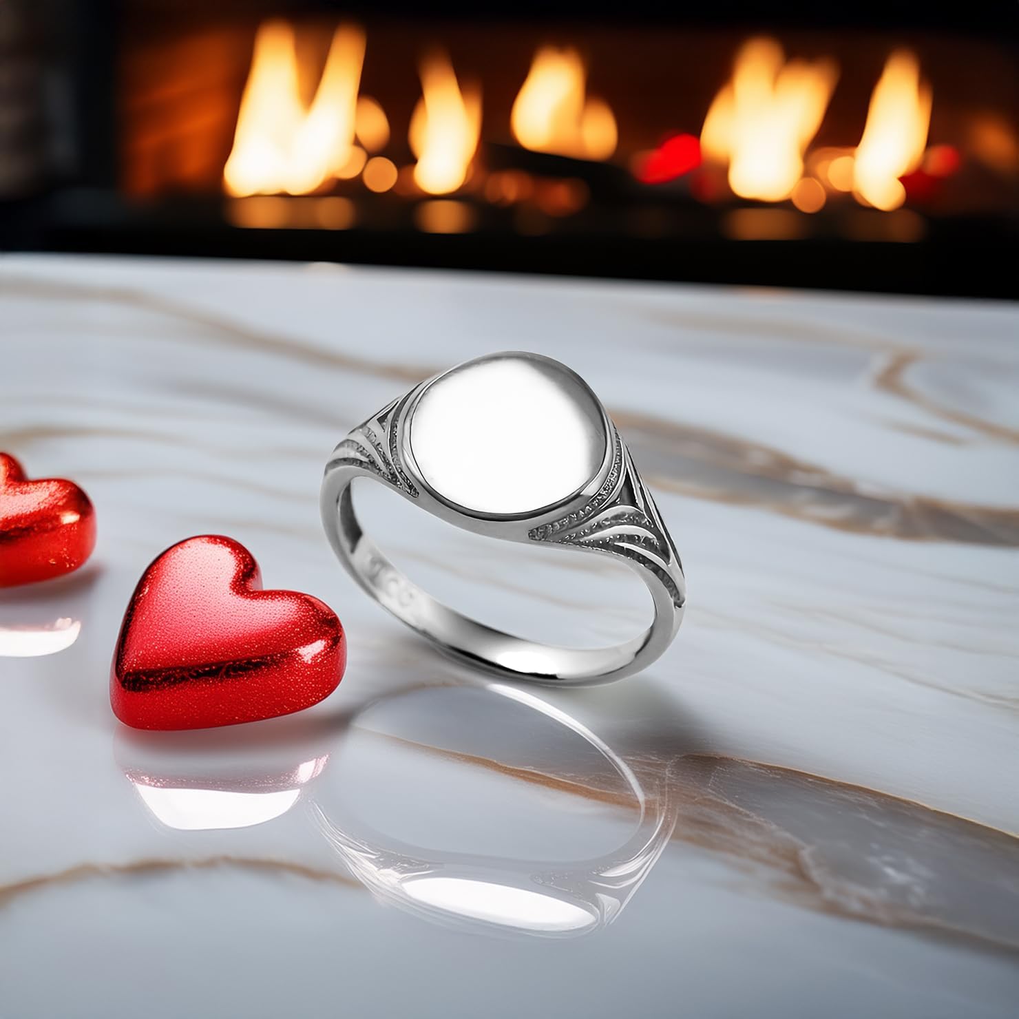 LA BLINGZ Sterling Silver Baby Signet Ring Classic Round Design | Elegant Gift for Baby