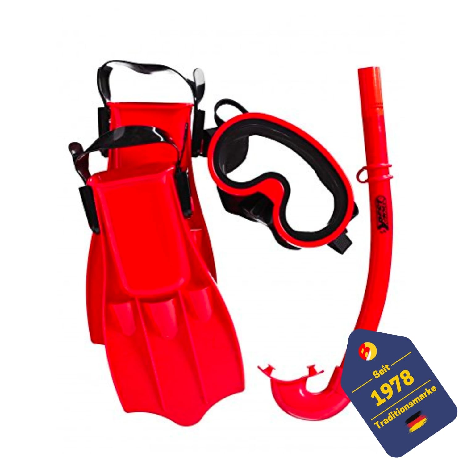 BEST SPORTING Taucherset Kinder Guppy I Kinder Tauchset mit Brille & Schnorchel & Flossen I Tauchausrüstung Kinder I Antifog & wasserdicht I Taucherset mit Flossen I Größe: 31-34