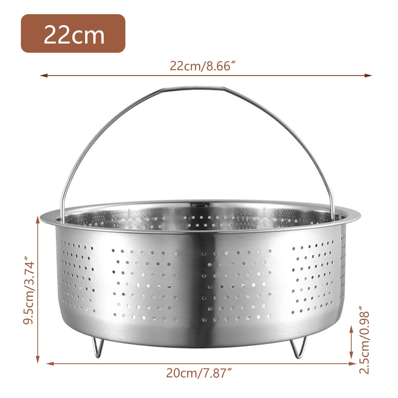 Cestello Cottura A Vapore Per Pentola A Pressione 6QT - Inox Con Manico In Silicone Per Instant Pot - Foto 7