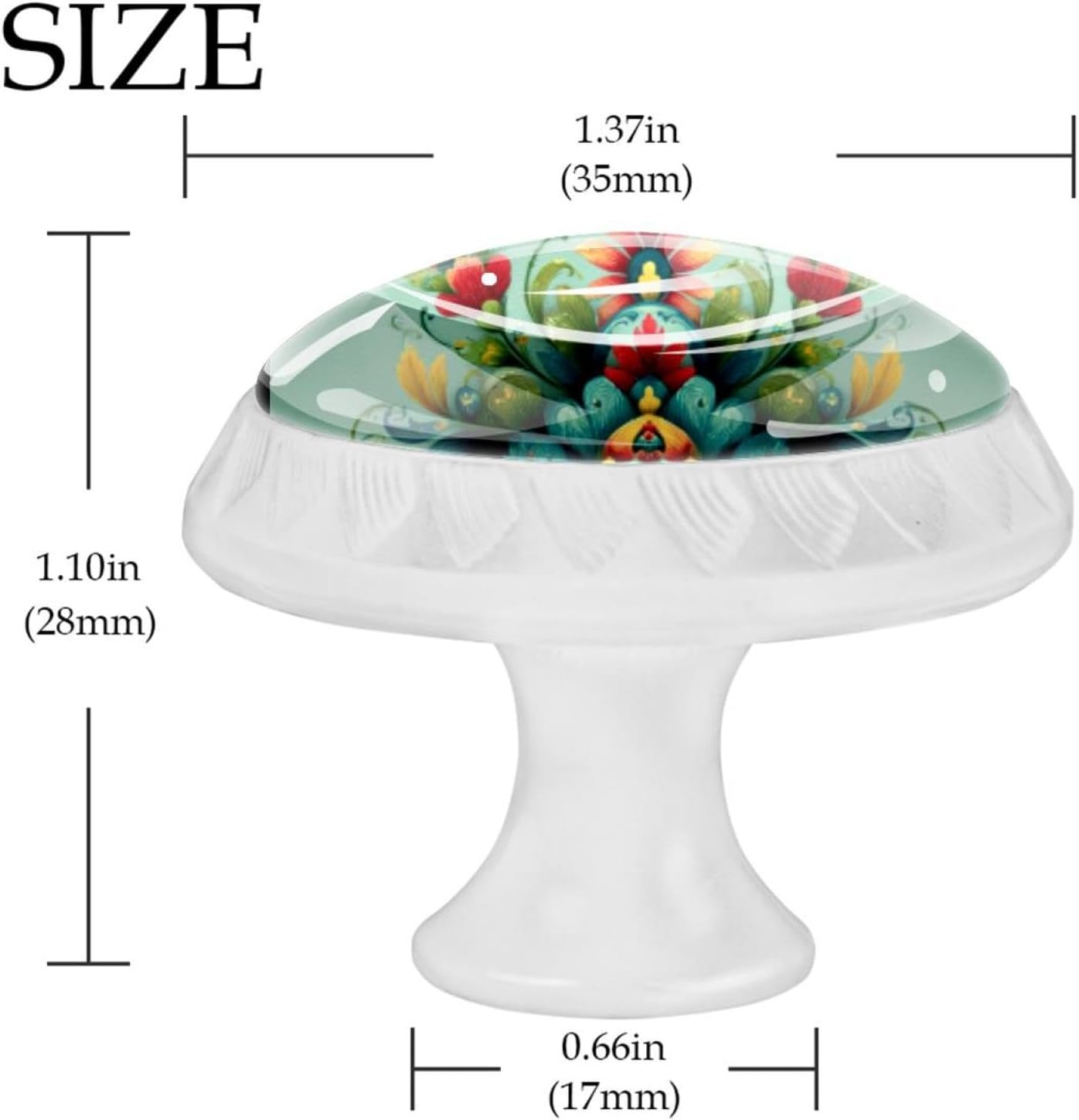 Black Norwegian Rosemaling Folk Style Flower (65) Household Drawer Knobs, Decorative Cabinet Pulls for Home Room Decoration