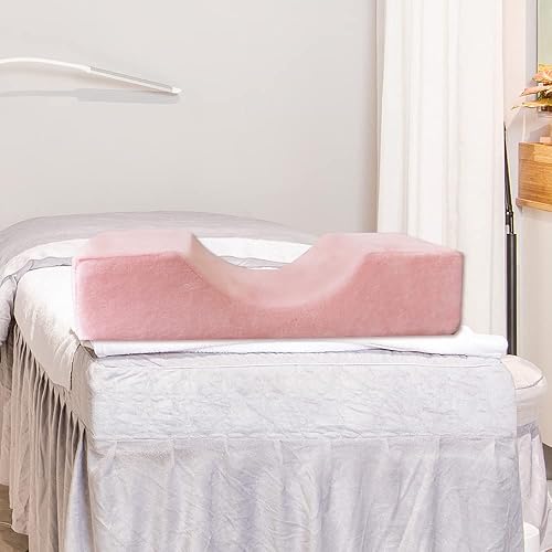 Vista 15 de Almohada de cuello con extensión de pestañas para salón de belleza, cómoda almohada de espuma viscoelástica de terciopelo, para proteger el cuello