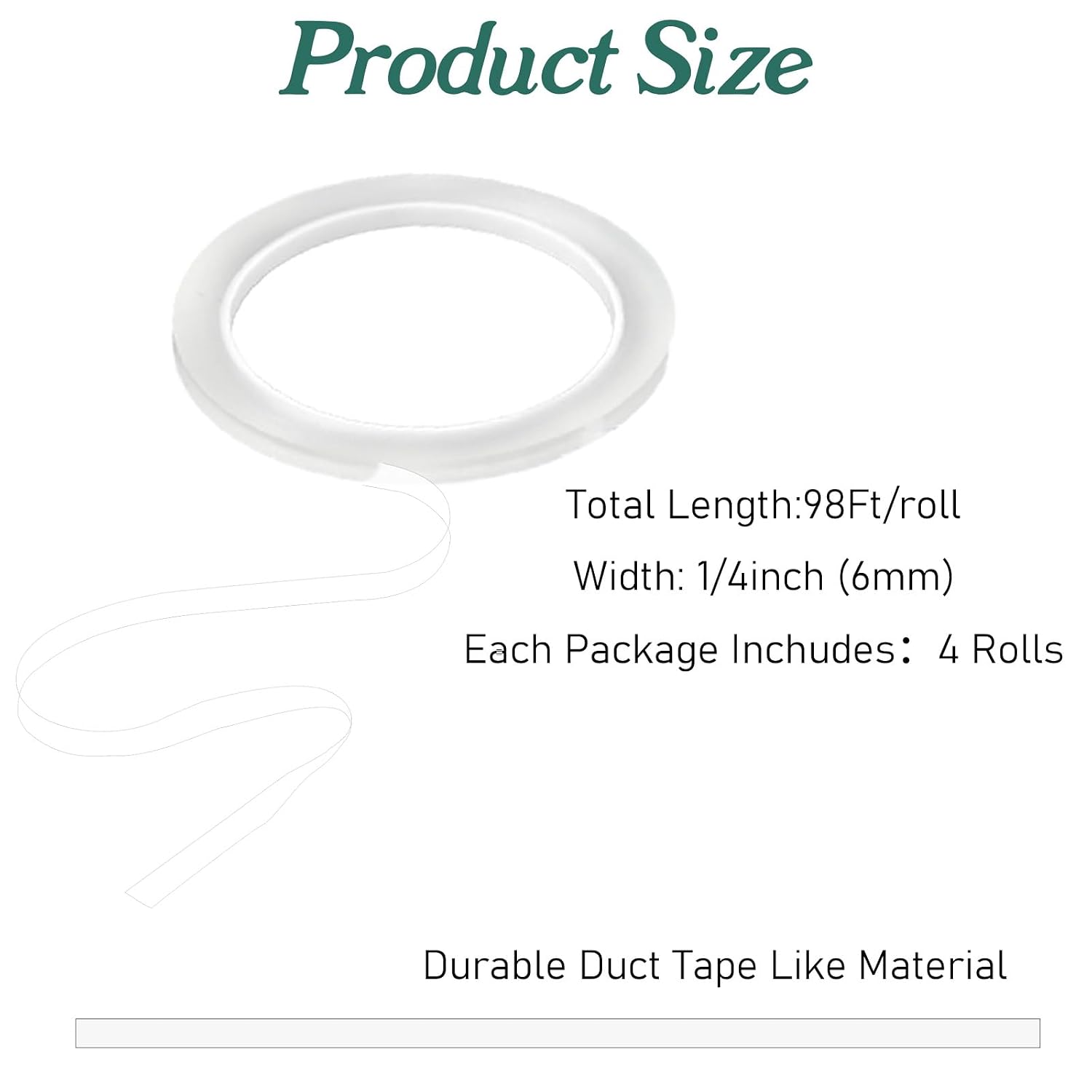 4 Rolls Green Floral Tape, 98FT/Roll Waterproof Florist Tape, 1/4 Inch Wide, Stem Wrap for Bouquets, Strong Adhesion Flower Arrangement, Wedding DIY Crafts, Fresh Artificial Flowers(White)