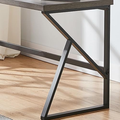 Miniatura 136 de HSH Escritorio gris para computadora, escritorio industrial de madera y metal para oficina en casa, escritorio rústico para computadora portátil