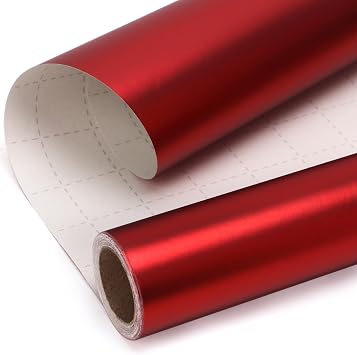 Ribbli Red Metallic Wrapping Paper Matte Red Solid Color Paper Perfect for Birthday Christmas Baby Shower Wedding Valentines Day- 17Inch x 394Inch33Feet