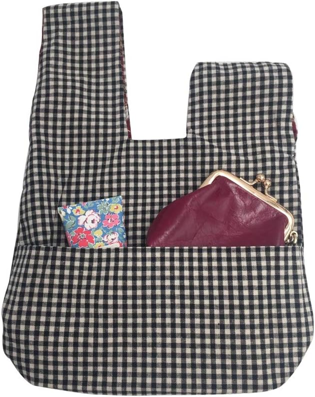 BAR Stylish Cotton Japanese Pattern Wrist Bag Sleeve Knot Pouch Portable Canvas Tote Purse for Female, Women (Wave)