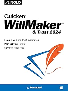 Quicken WillMaker & Trust 2024 - Windows - Estate Planning Software Includes Will, Living Trust, Health Care Directive, Financial, Power of Attorney - Legally Binding [PC Online code]