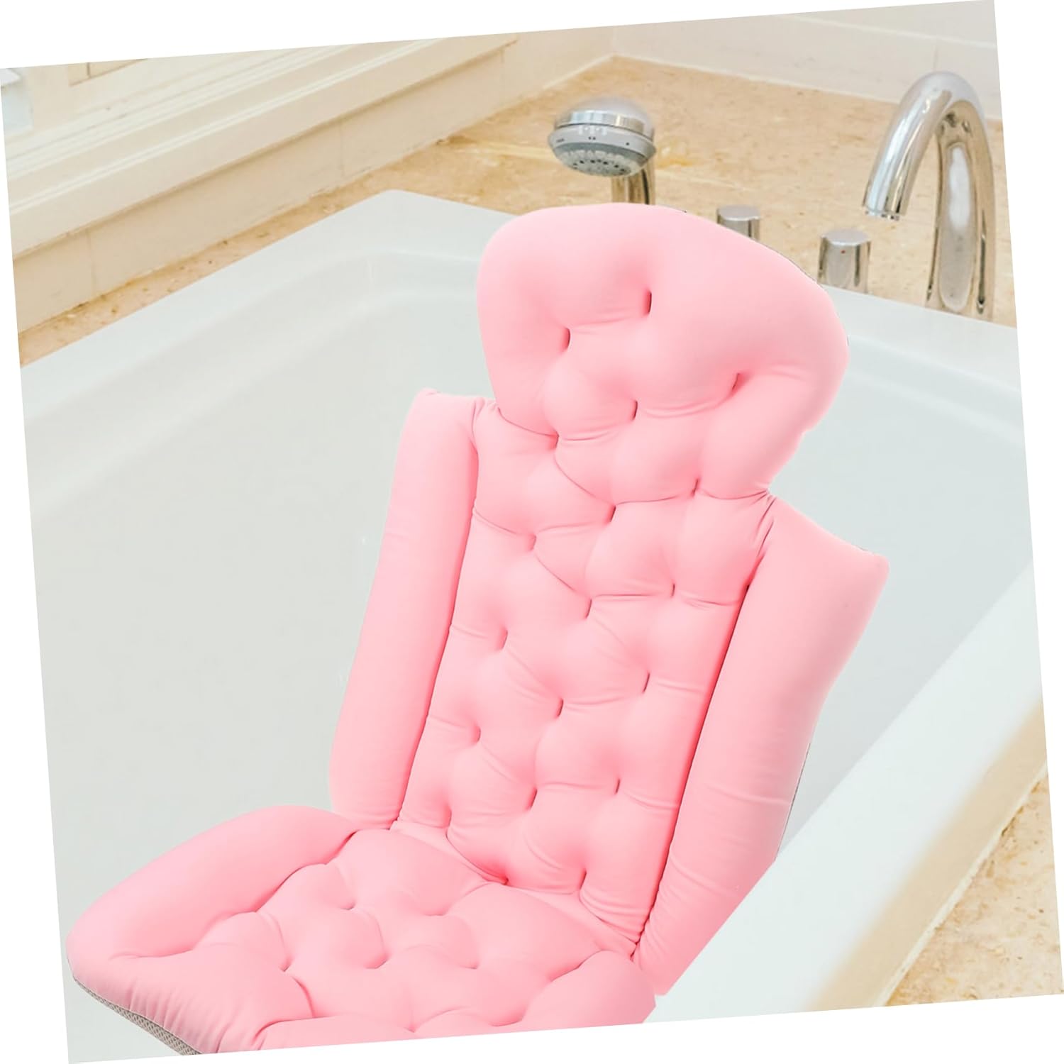 Bath Cushion for Adults Non- Bath Mat Cups Full Body Bathtub Pillow Cherry Comfortable Support for Neck and Back