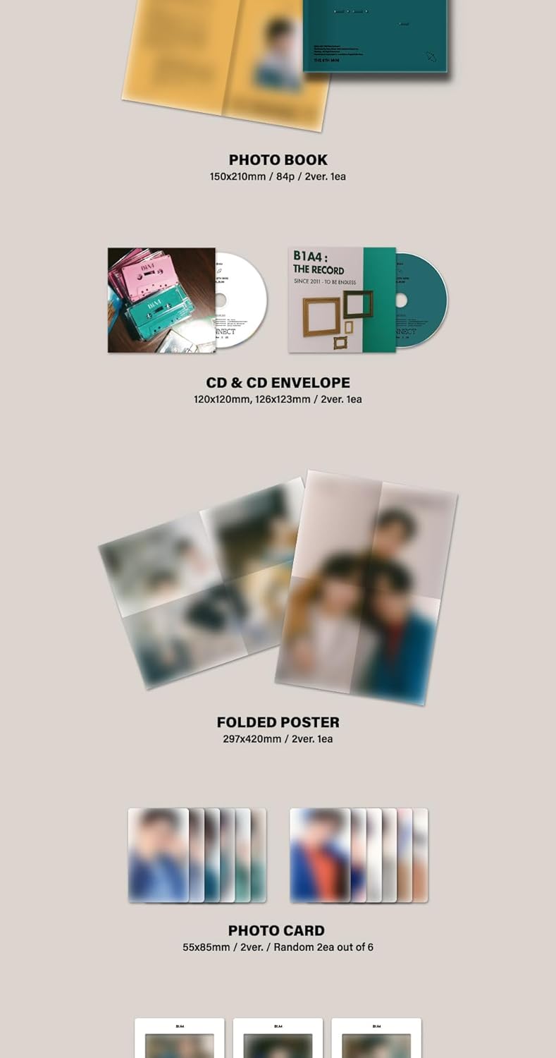 B1A4 CONNECT 8th Mini Album Standard 2 Version SET CD+84p PhotoBook+1p Folded Poster on Pack+2p PhotoCard+1ea Film Frame+1p Message Card+1p PostCard+Tracking Sealed