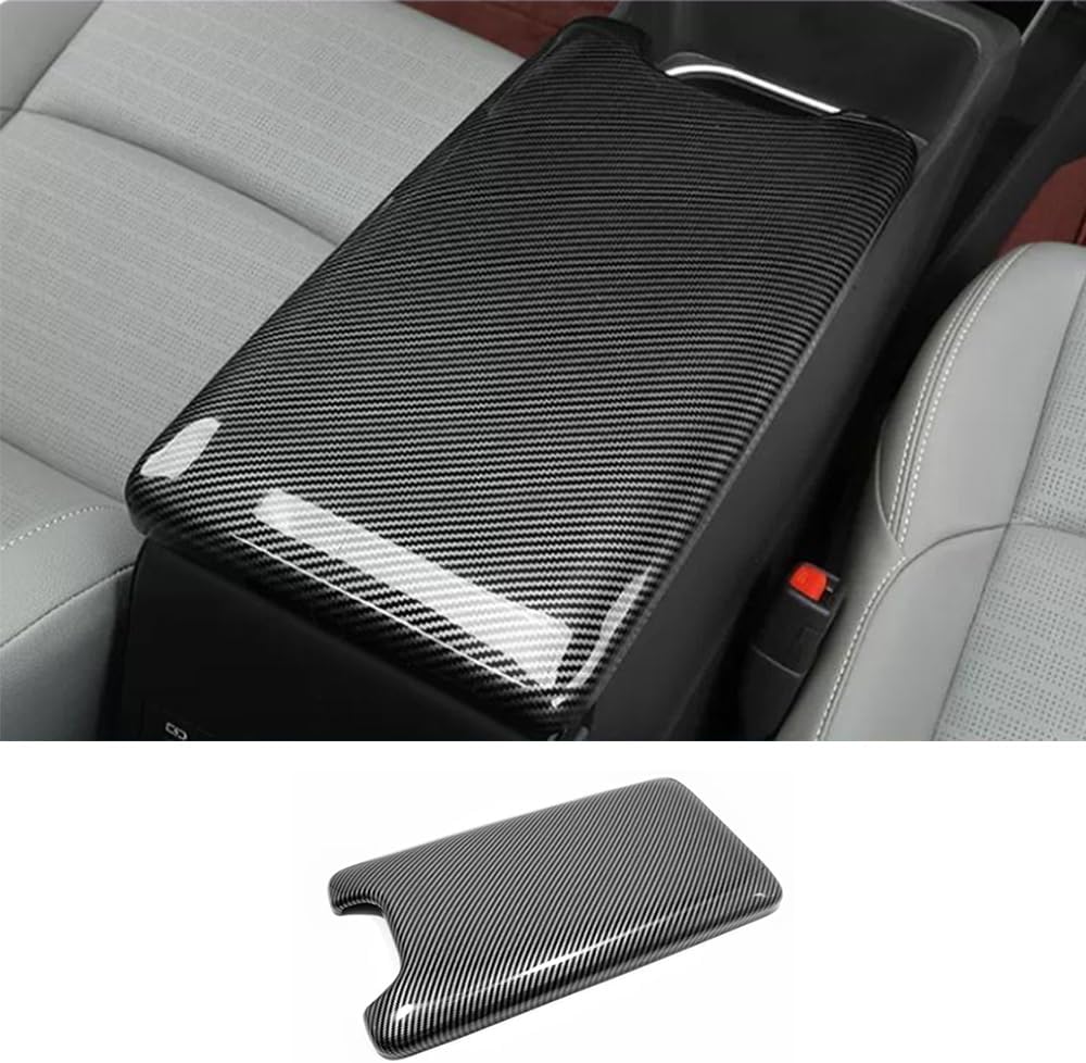 ERIDANUS Auto Accessories Fit for Toyota BZ4X 2024 2023 2022 Center Armrest Box Molding Cover Trim (Carbon Fiber Style) ABS 1PCS