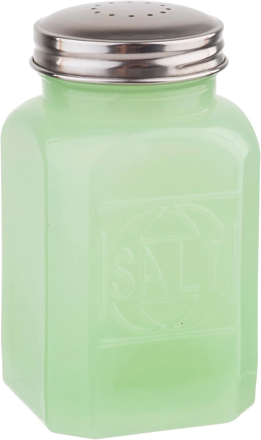 Tablecraft Salt Shaker with Metal Top, 2.5 x 2.5 x 4.5, Green